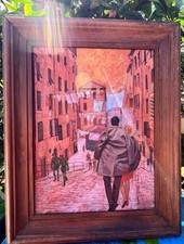 Vintage Original Painting Illustration Art Mid Century Modern by Ron Delli Colli