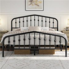 Metal Bed Frame with Arched Headboard and Footboard/Heavy Duty Slat Support