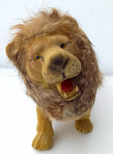 Vintage fairyland flocked lion - vintage,