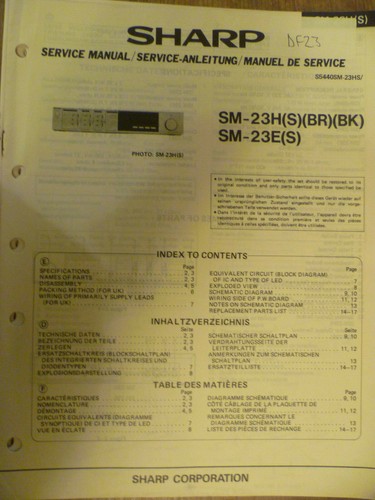 Sharp 23h 23e stereo - sm-23e,