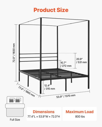 Full size canopy bed frame - full,
