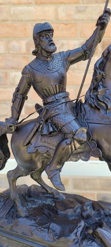 Antique spelter knight - spelter, on