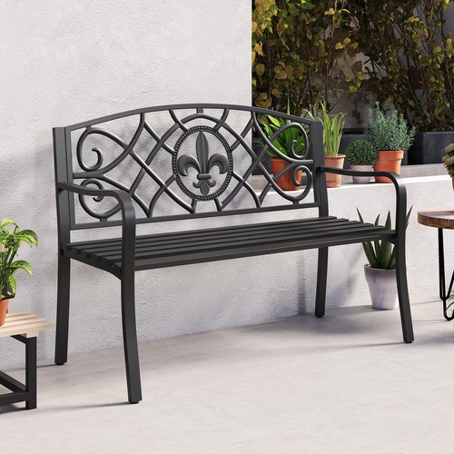 128cm outdoor metal bench - outdoor,