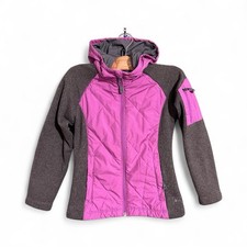 REI Girls Hybrid Jacket Quilted Pink Torso Sweater Sleeves Size XS 6-7