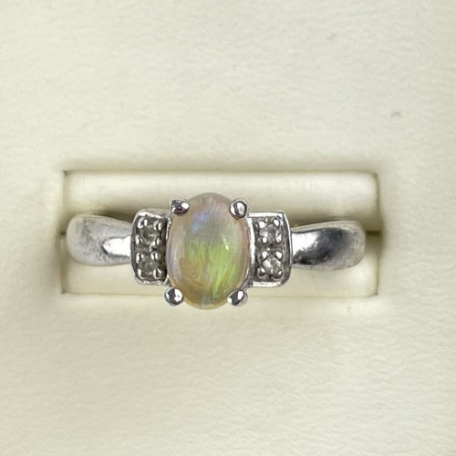 9ct white gold andamooka - 9ct, semi