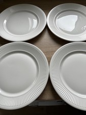 Wedgwood  White Insignia ?  Dinner Plates  x 4 - Ribbed Rim - Good Condition