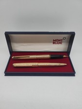 Montblanc Noblesse Gold-Plated Pen Set Fountain Pen Ballpoint Boxed Guilloché