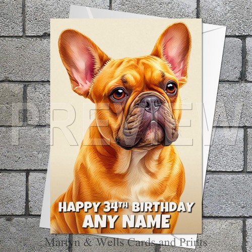 French bulldog birthday card - bulldog,