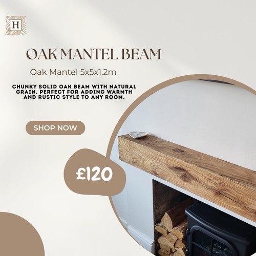 Oak mantel beam - &, fireplace