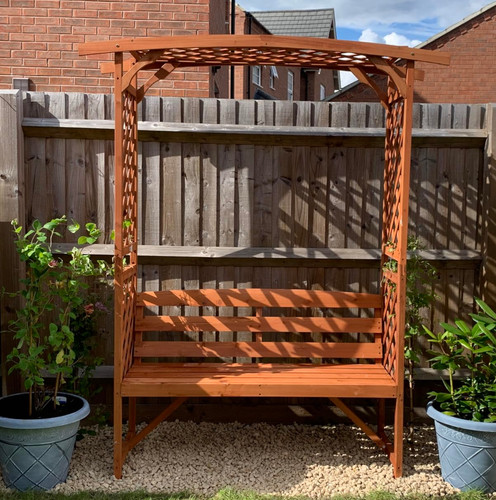 Wooden garden arbour - wooden, bench
