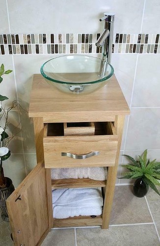 Solid oak bathroom cabinet - oak,