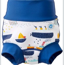 Splash About Happy Nappy Reusable Swim Diaper, Size 0-3 Months, Tug Boats