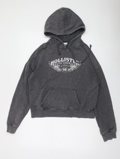 Hollister Women’s Dark Grey Small Pullover Hoodie with Logo Print