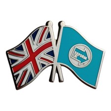 Reform UK - Union Jack Double Flag Design Enamel Lapel Pin Badge / Brooch