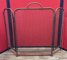 QUALITY Brass Fire Guard Vintage Mesh Edwardian Heavy Folding Antique