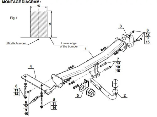 Swan neck tow bar - bar, for