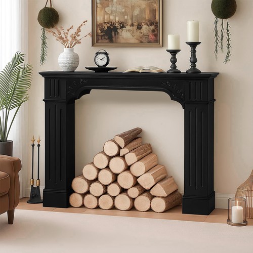 Black fireplace mantel - 43.3",