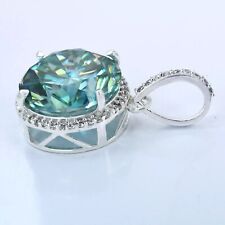 RARE 20 Ct Treated Blue Diamond Solitaire Pendant 925 Sterling Silver Certified