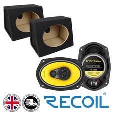 Recoil RLX693 6x9" 3-Way Speakers with Carpeted 6x9 Boxes Pair Car Audio Upgrade