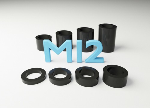 M12 black plastic spacers - plastic,