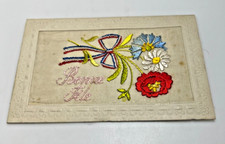 WW1 Silk Postcard Bonne Fete