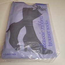Silkies Ladies Cream Ribbed Knee High Trouser Socks NOS
