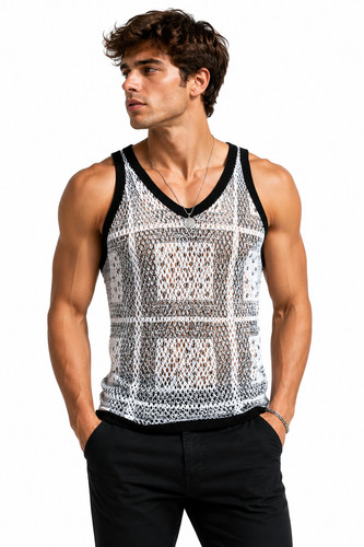 Mens crystal string mesh - crystal,