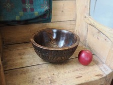 18th Century Pole Lathe Turned Fruit Bowl  Rare Carved Decoration Dairy Bowl 