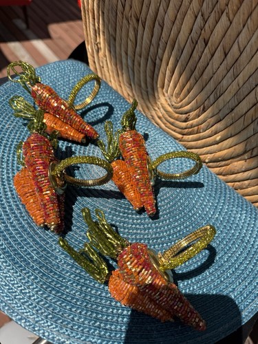 Beaded carrot napkin rings - beaded, set