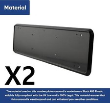 2x Sporty Black Car Number Plate License Holder Surround Broken Cracked Replace