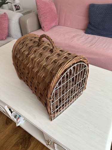 Brown wicker pet carrier - pet,