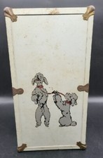 CASS Toys large metal doll wardrobe 1950s Gray white steamer trunk dogs on front