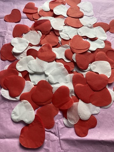 Red white wedding confetti - &,