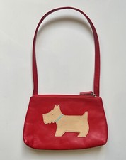Radley Heritage Dog Small Red Leather Wristlet Purse Mini Grab Bag Vintage