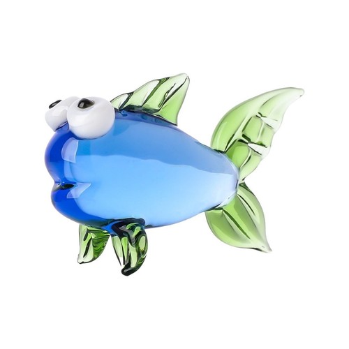 Crystal blue fish figurines - crystal,