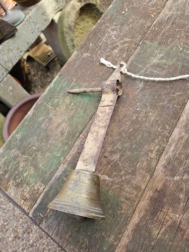 Antique bell door spring pull - door,