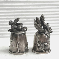 2 Vintage Pewter Fairy