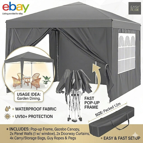 Premium grey pop gazebo - premium, up