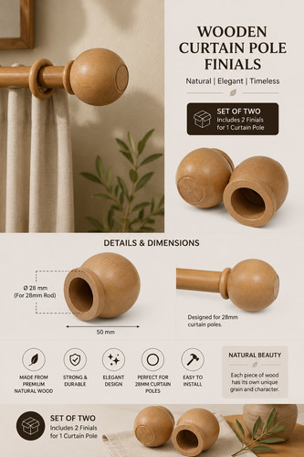 Natural wooden curtain - wooden, pole