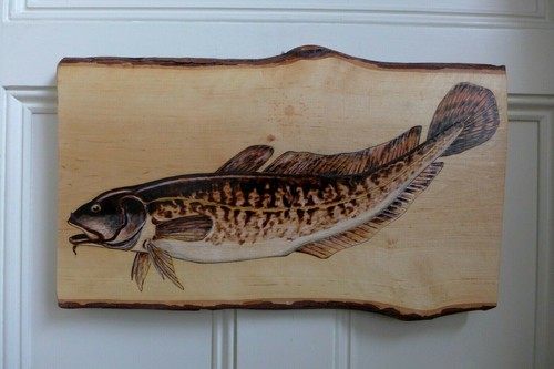 Wooden wall art with - , fish