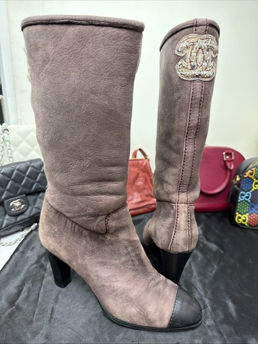 Chanel boots brown suede - chanel,
