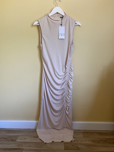 Bnwt zara nude beige ruched - nude,