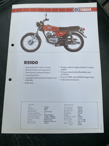 Yamaha rs100 nos dealer - rs100,