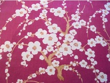 LAURA ASHLEY LORI L2m W63cm RASPBERRY PINK  FLORAL FABRIC MEDIUM LINEN BLEND NEW