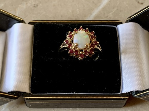 9ct gold opal ruby - gold,
