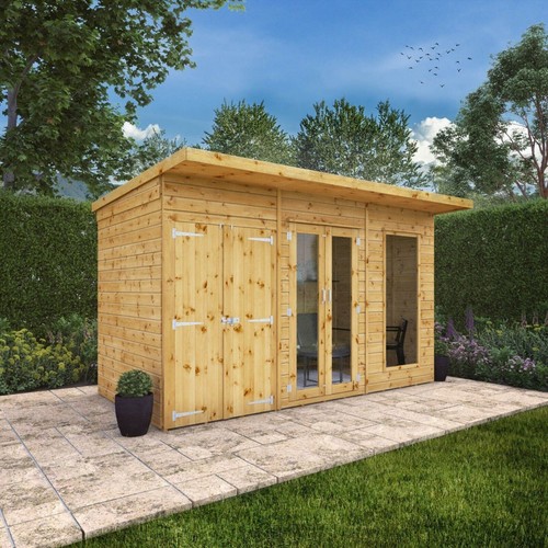 Pent summerhouse with side - summerhouse,