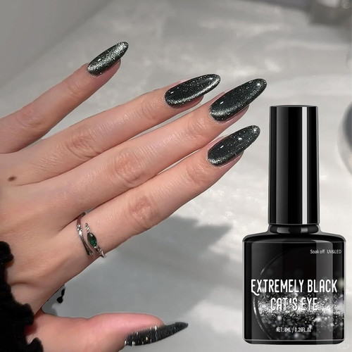 Black glitter gel nail polish - black,