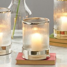 Ribbed hurricane vase silver - hurricane,