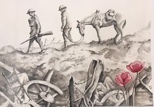 LIMITED EDITION A4 ORIGINAL PRINT HAND SIGNED BY THE ARTIST WW1 WAR IMAGE