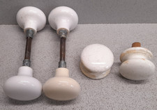 Vintage old Antique Ceramic White Door Knobs Handles